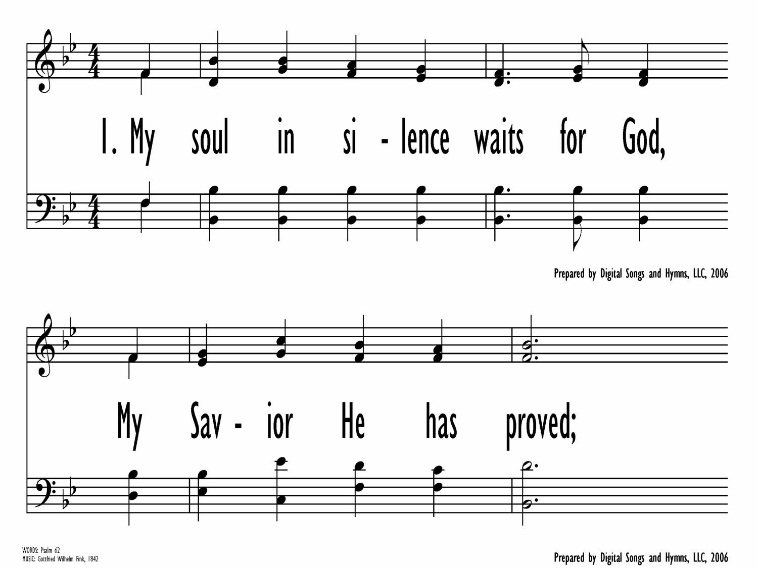 MY SOUL IN SILENCE WAITS FOR GOD (Blue Psalter Hymnal 110)